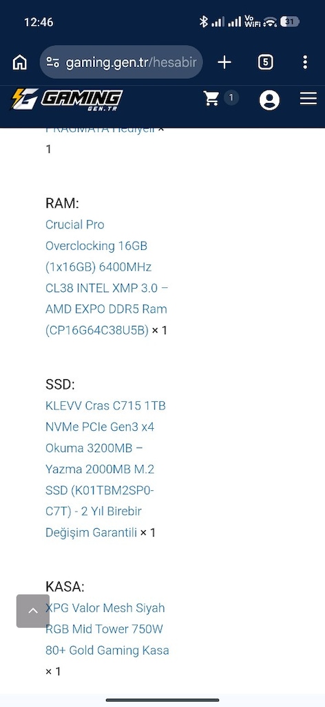 rtx 5070 r7 7800XD hazır sistem 3 aylık - 7