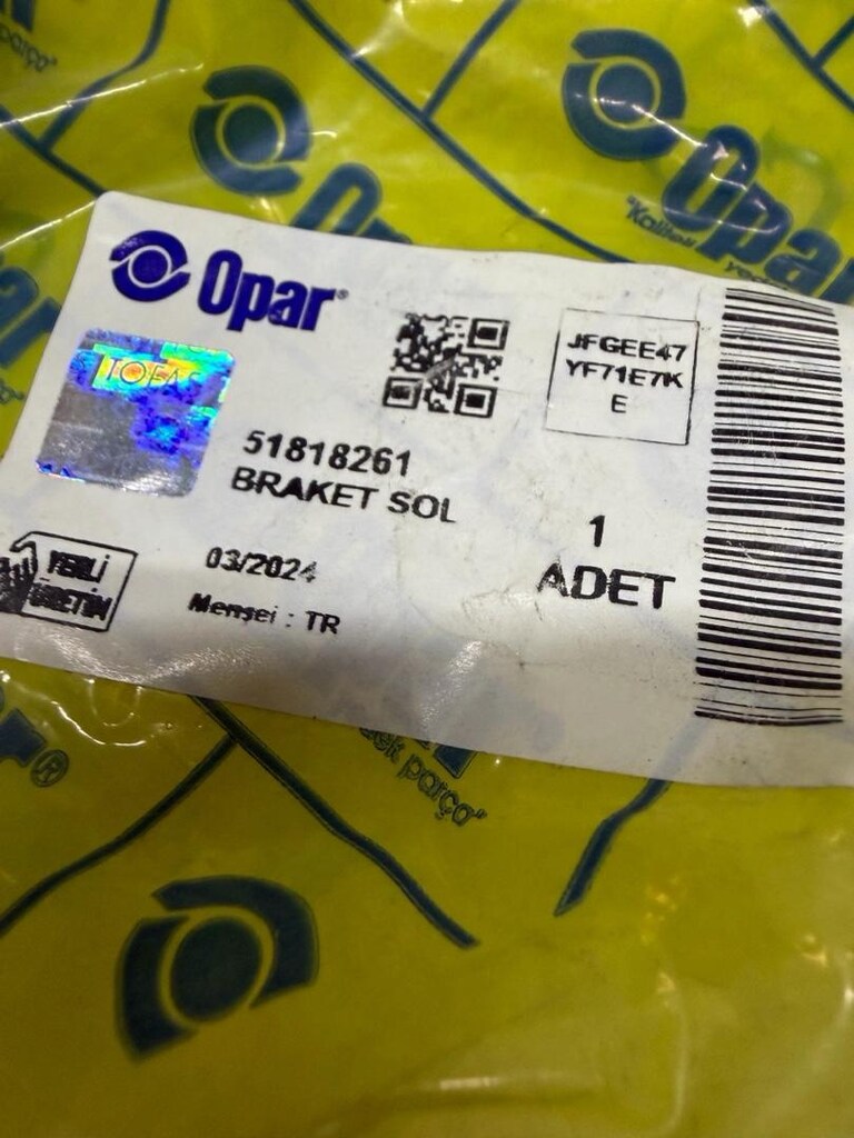 fiat doblo 3-4 sol arka tampon braketi sıfır orjinal 51818261 - 3