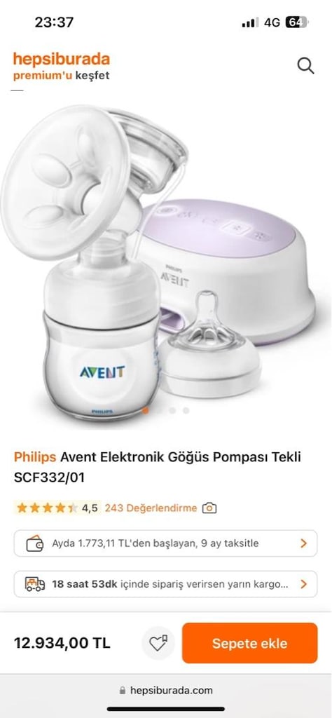 Philips Avent Elektronik Göğüs Pompası Tekli SCF332/01 - 7