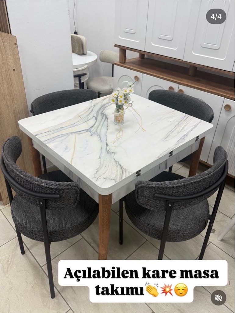 Açılabilen masa takımı 4 sandalyeli sıfır - 4