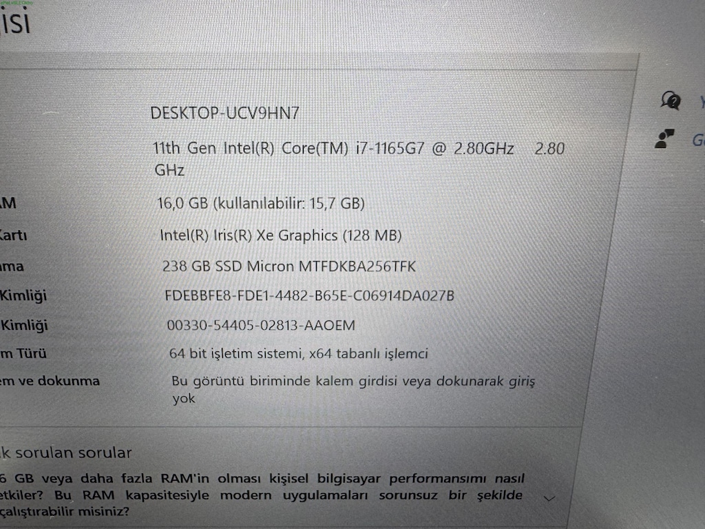 LENOVO THİNKPAD T14 İ7 11. NESİL 16 RAM 256 NVME - 3