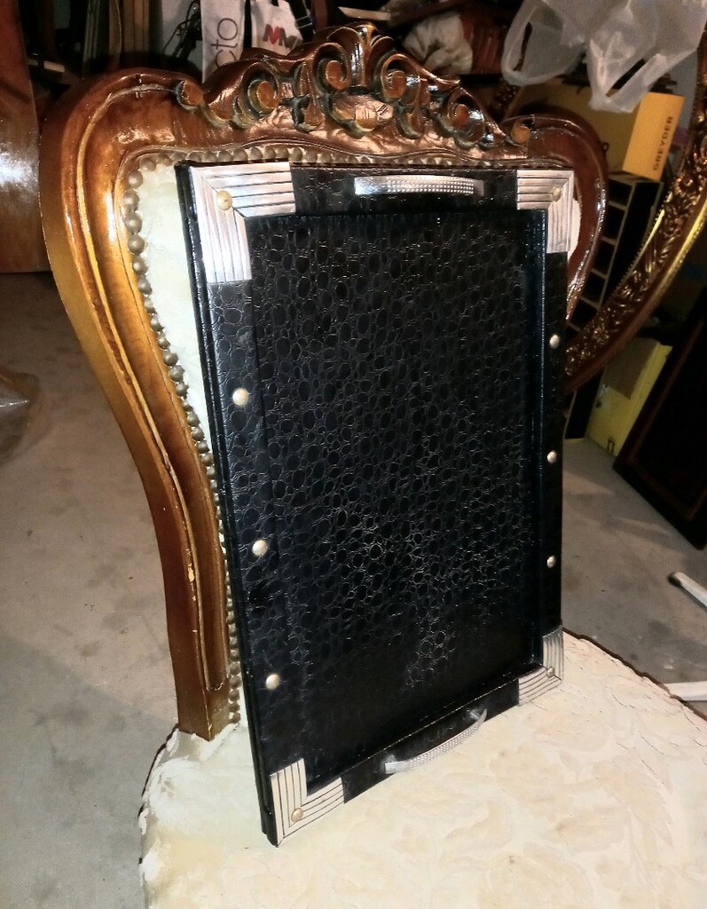 VİNTAGE METAL DETAYLI DERİ TEPSİ - 2