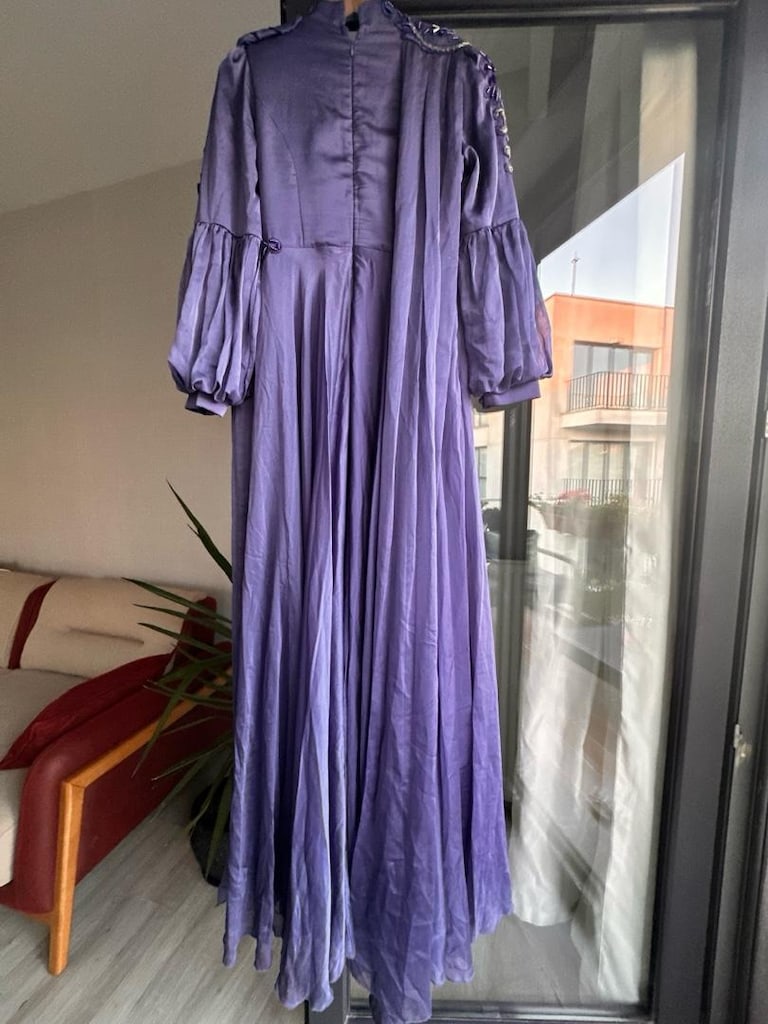 Lila Saten Abiye-38 beden -Tek sefer giyil - 4