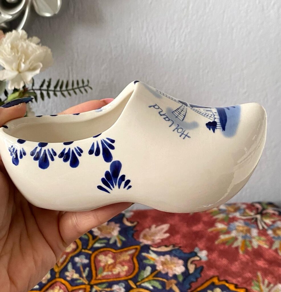Hollanda DELFT Vintage Porselen Ayakkabı Biblo - 4
