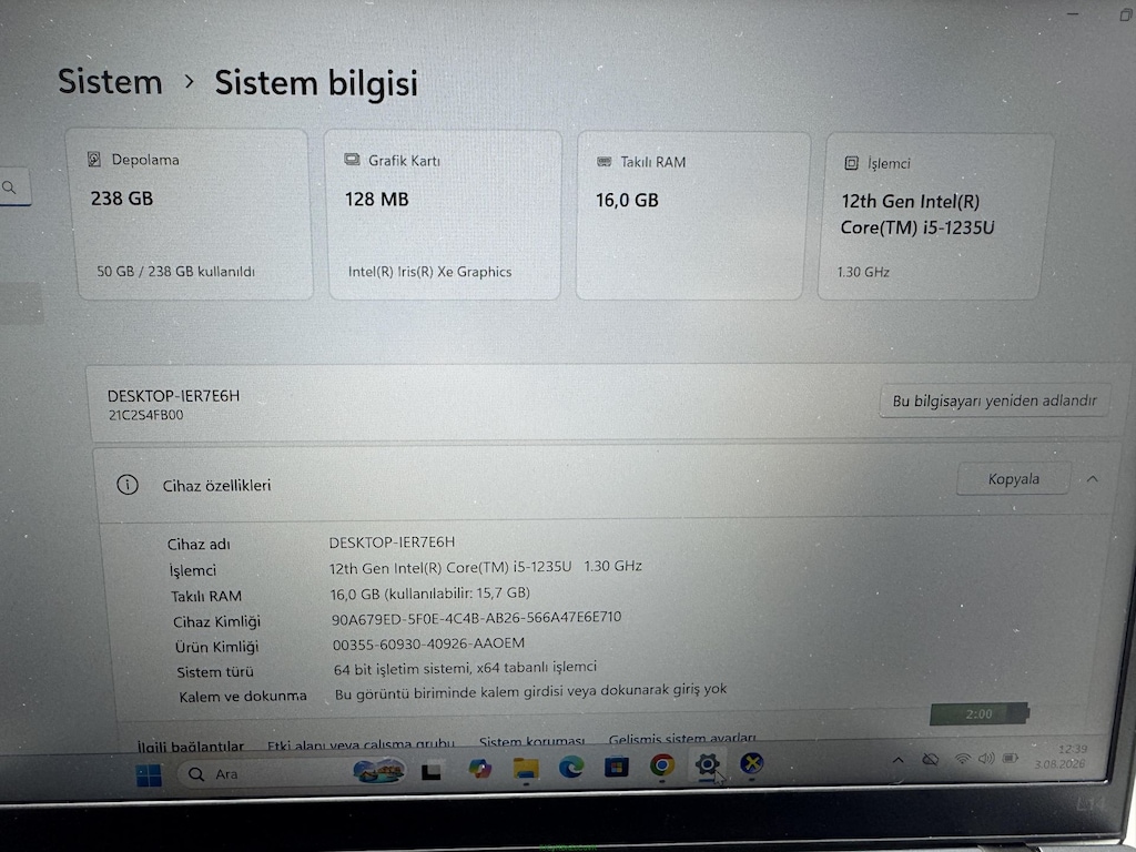 LENOVO THİNKPAD İ5 12. NESİL 16 GB RAM 256 NVME - 5