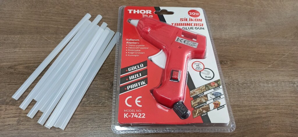 20 Watt sıcak silikon tabancası, 10 adet 15cm çubuk silikon - 3