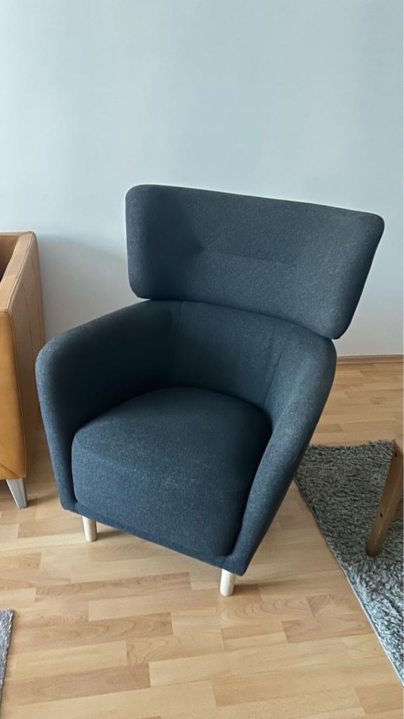 IKEA OSKARSHMAN 2 ADET TEKLİ KOLTUK VE BAZALI PUF LACİVERT - 5