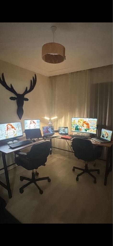 L çalışma masası ve deri ofis sandalyeler - 3