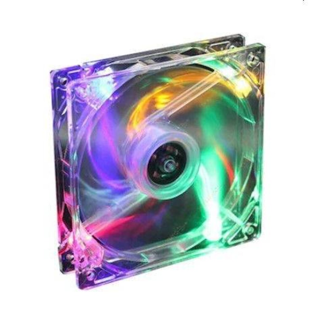 8 cm. Şeffaf 4 Renk LED Işıklı Sessiz Kasa Fanı 80*80*25 mm. - 3