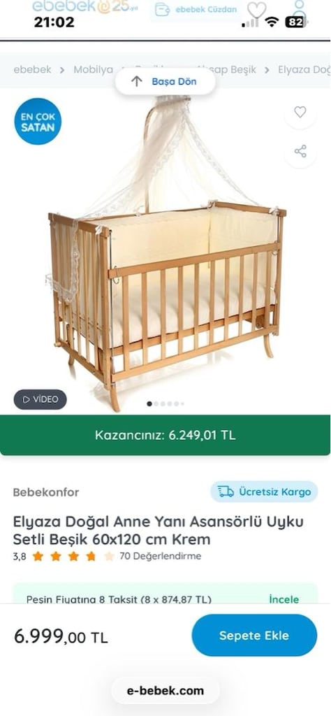 ahşap beşik anne yanı beşik - 10