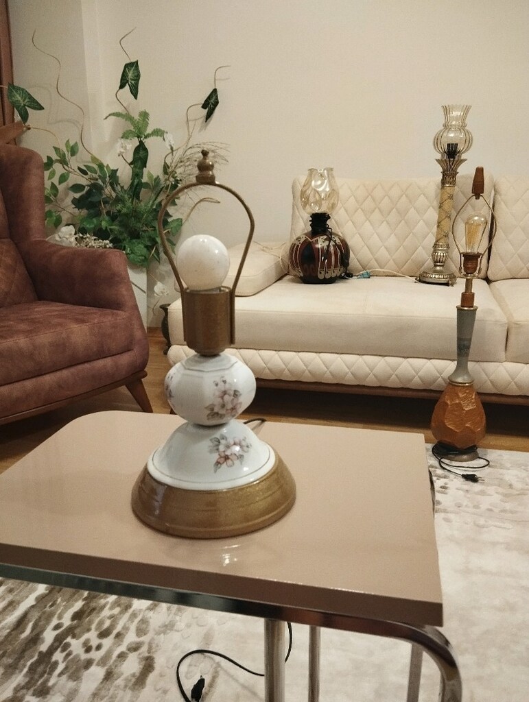 Porselen eski abajur gece lambası - 4