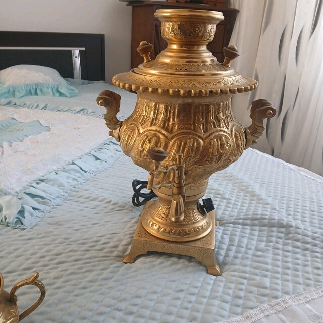 altın kaplama semaver takımı