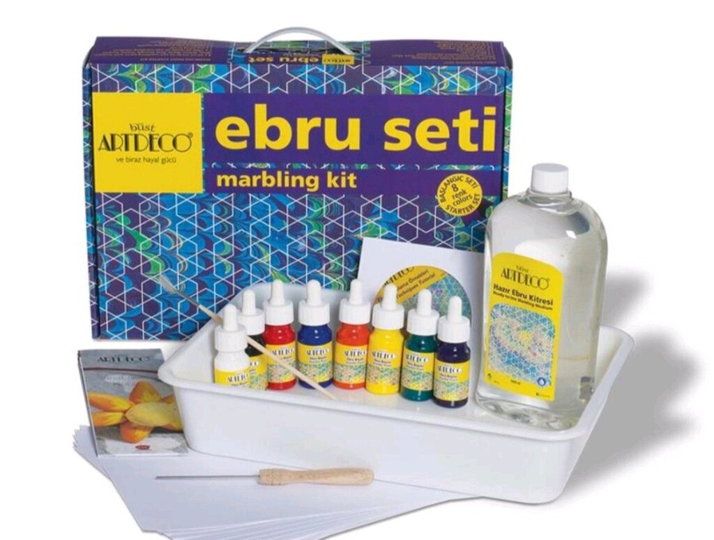 artdeco ebru marbling başlangıç seti- 8 renkli - 2