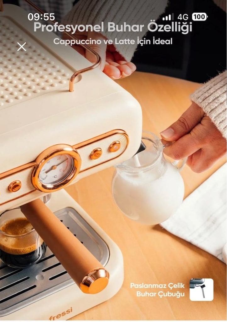 Kahve Makinası Fressi espresso latte cappuccino süt köpürtücü - 5