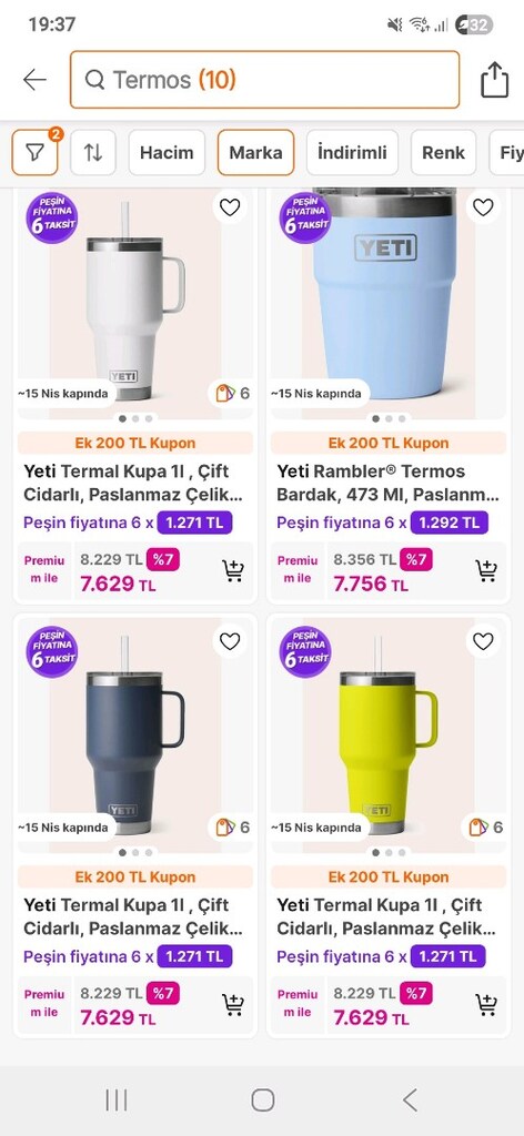 orjinal YETI 1.24 LİTRE termos bardak - 9