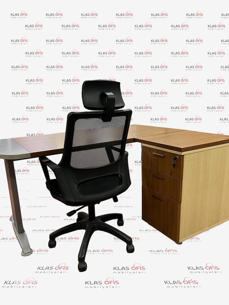 KLAS OFİS PENDİK 165x80 L KESONLU CEVİZ ÇALIŞMA MASASI İKİNCİ EL - 4