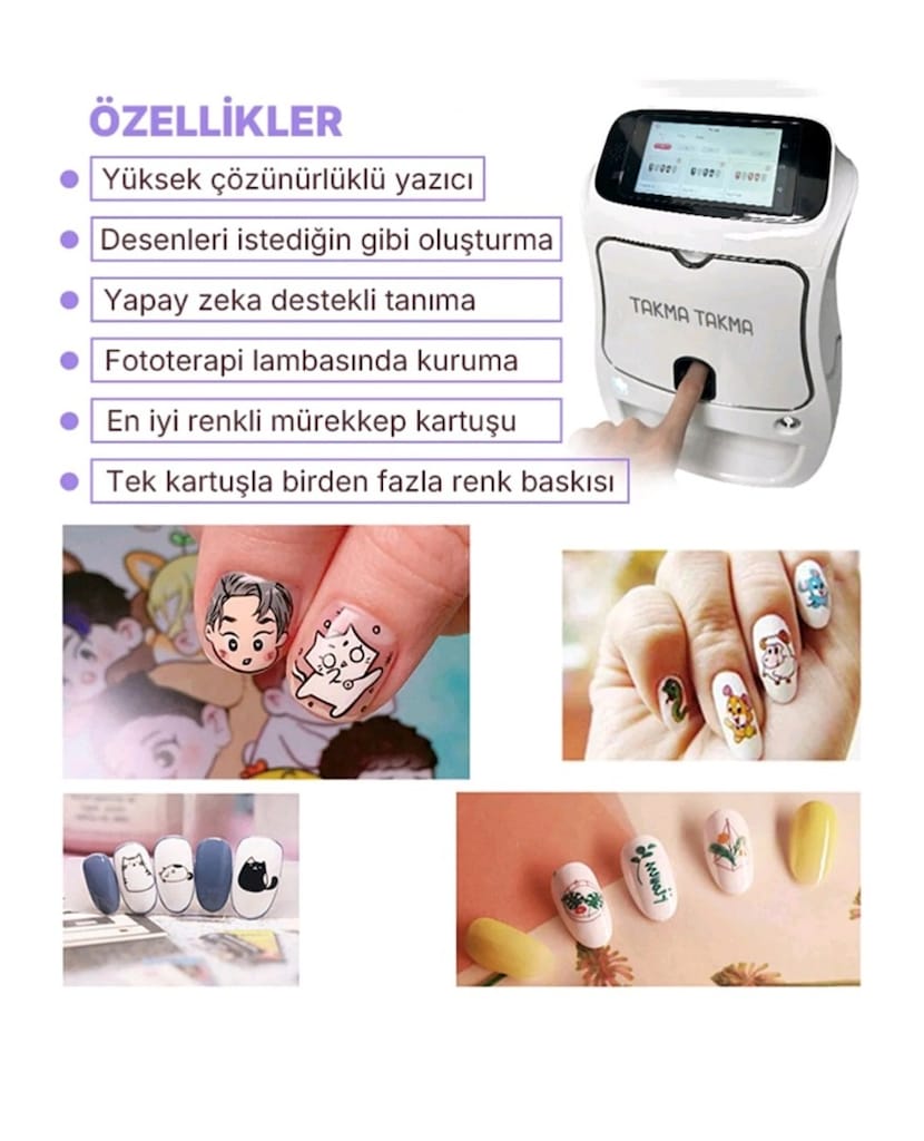 Tırnak Oje Boyama Printer Yazıcı Renkli Şekil Verici Yapay zekalı UV - 9
