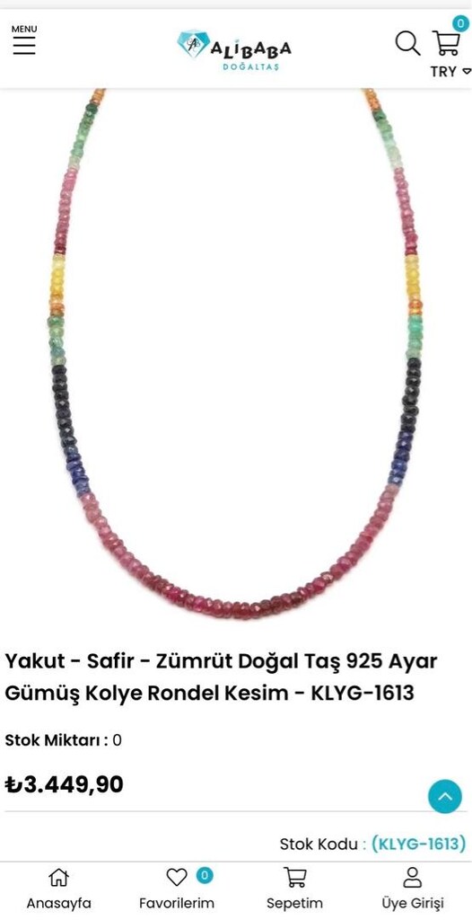 Yakut Zümrüt Safir Doğaltaş Kolye - 9