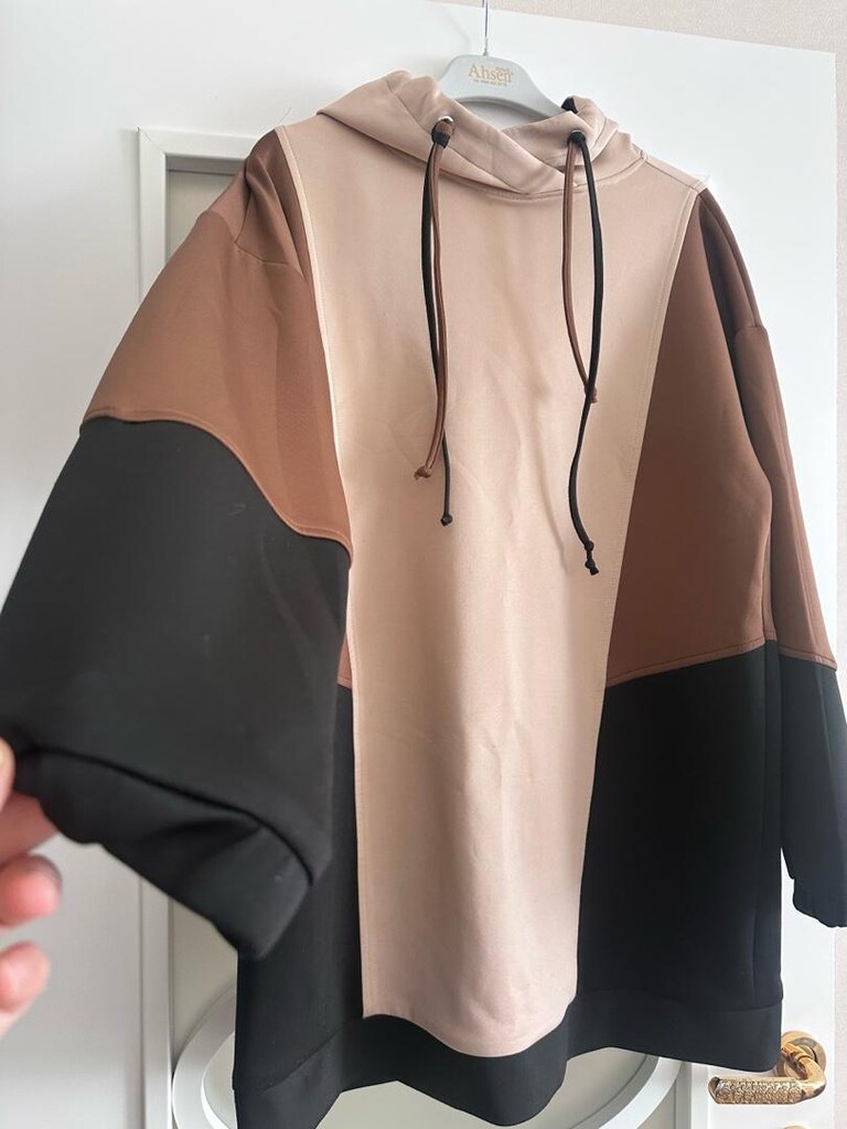 Drapeli Kahverengi Kadın Sweatshirt - 4