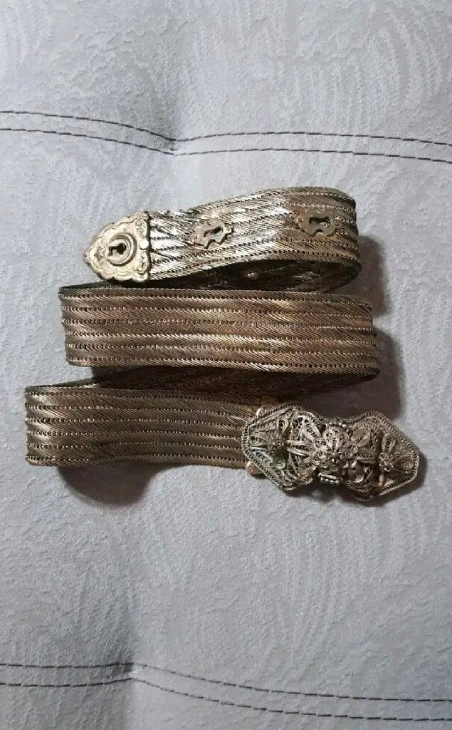 Antika Altın Kaplama Gümüş Kemer - 2