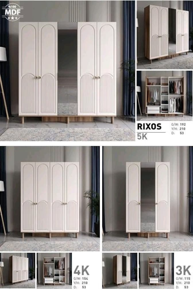 Dolap gardırop Elbise Dolabı mebran Mdf sıfır lüks - 4