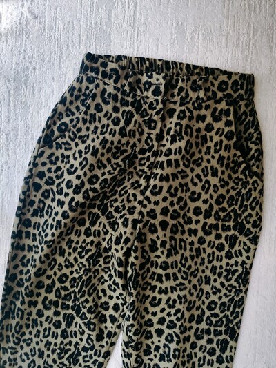 QUZU leopar desenli Flare Paça pantolon S ZARA MNG İPEKYOL TWİST HM