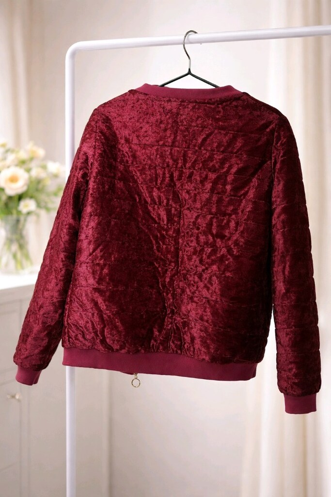 Bordo Kadife Mont / Bomber Ceket - 2