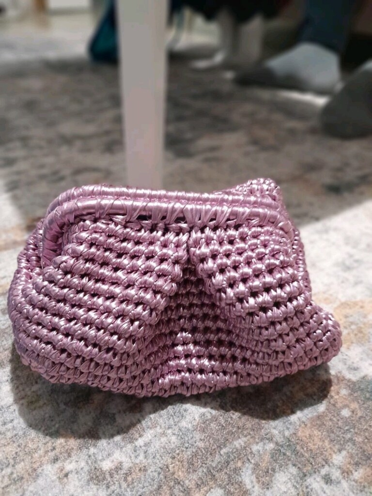 rafya ipten çantaEl Örgüsü Burs Kapamalı Rafya İp Clutch Çanta - 12