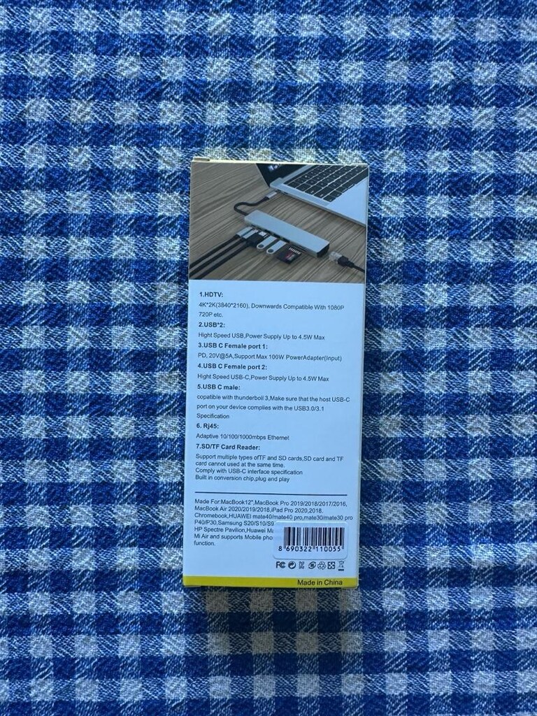 USB-C Çoklayıcı Hub 8in1 HDMI USB 3.0 RJ45 Ethernet SD/TF Kart Okuyucu - 3