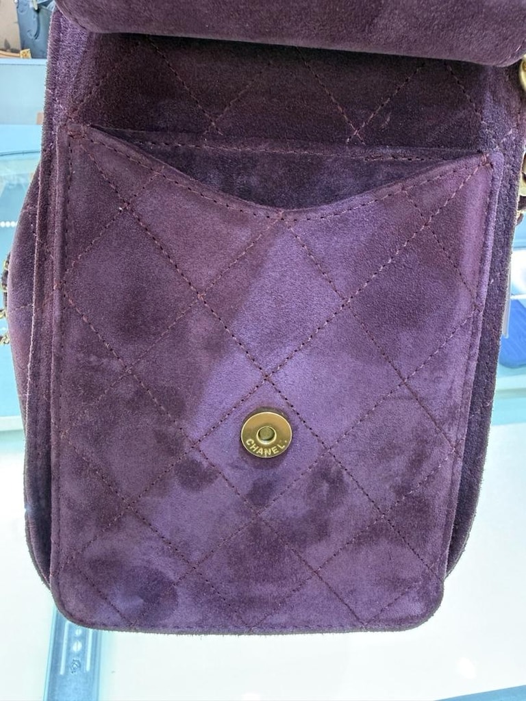 Chanel Kapitone Süet Zincirli Omuz Çanta - 8