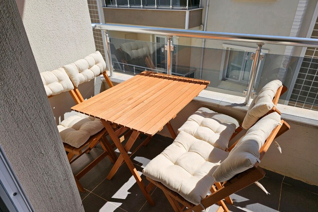 4+1 Minderli Balkon Bahçe Mutfak Bistro Set Katlanır Masa-Sandalye - 4