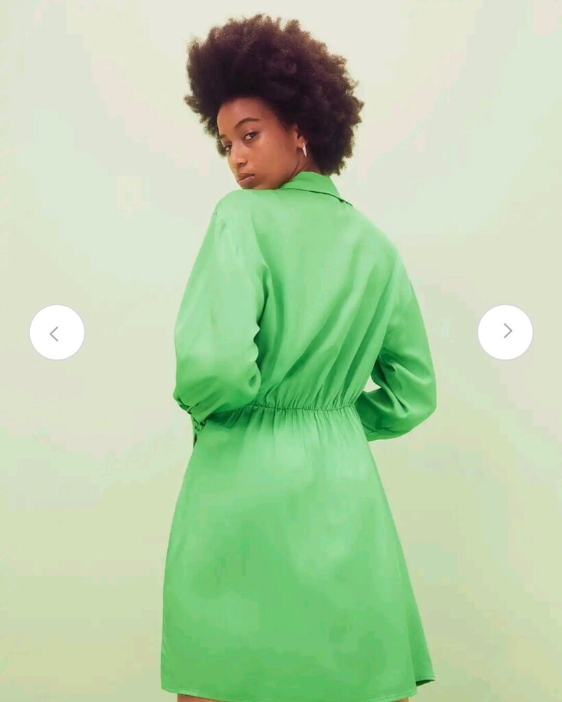 H&M Neon Yeşil Saten Kruvaze Mini Elbise – XL - 9