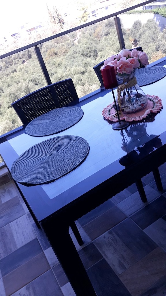 Ranttan bitter rengi 6sandalye cam li masa takimi balkon ve bahce icin - 4