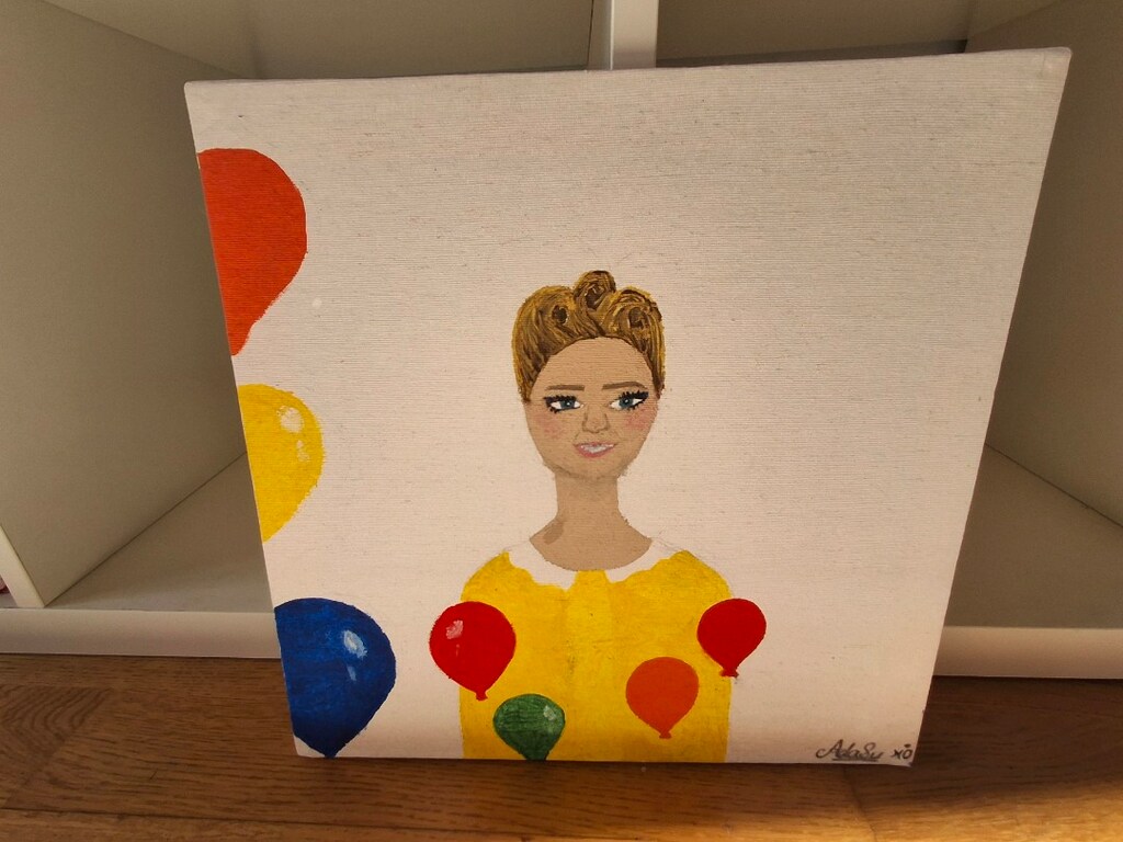 İçi Boş Balonlar Dolu Kalpler Tuval üzerine akrilik boya 30 x 30 cm - 4