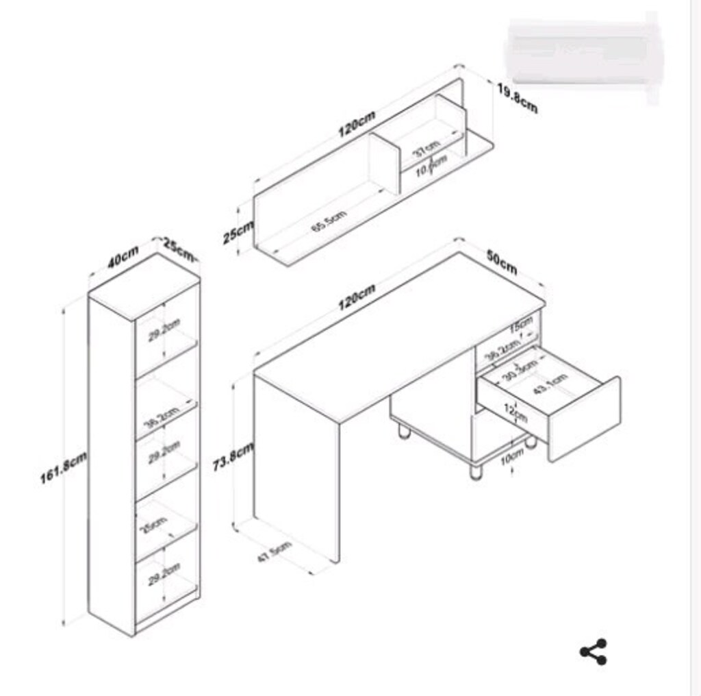 Çalışma masası kitaplık Bilgisayar Masası çok amaçlı - 3