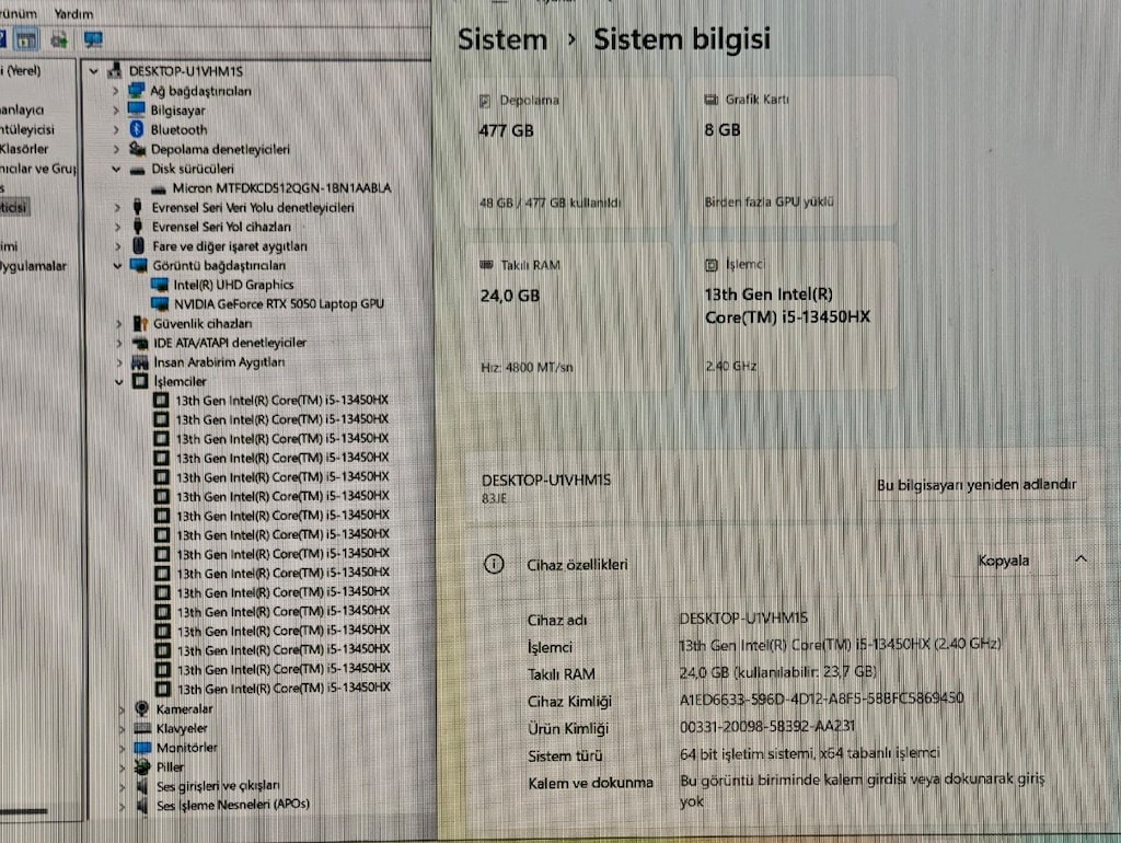 Lenovo Loq i5 13450HX RTX 5050 24GB Ram 512GB SSD - 6