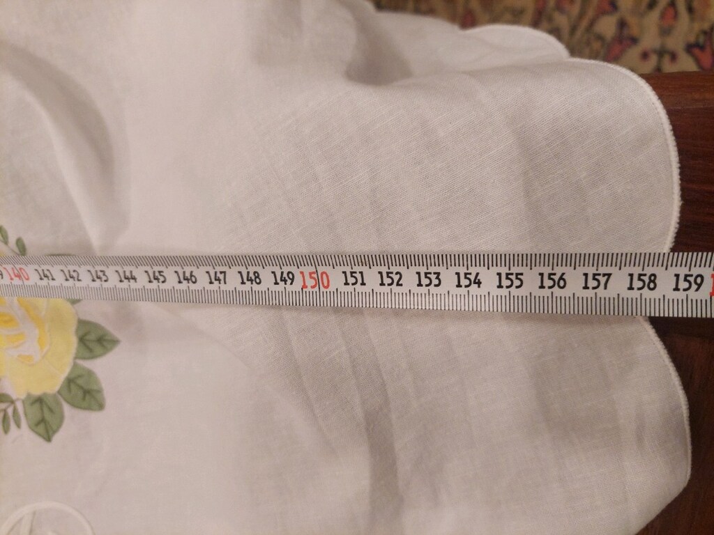 MASA ÖRTÜ YUVARLAK 160 CM BUYUK CAPTA PAMUKLU KUMAŞ SARI CICEK ANGLES - 5