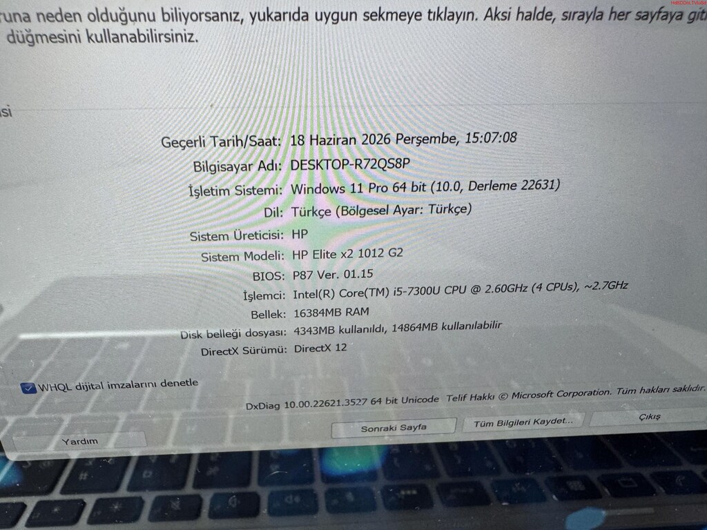 HP ELİT X2 İ5 7. NESİL 16 GB RAM 256 NVME DOKUNMATİK + KALEM - 8