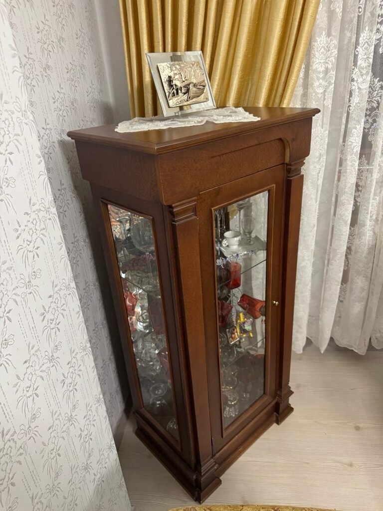 Eski Ceviz Ağacı TV Ünitesi, Camlı Vitrin ve Yemek Masası - 3