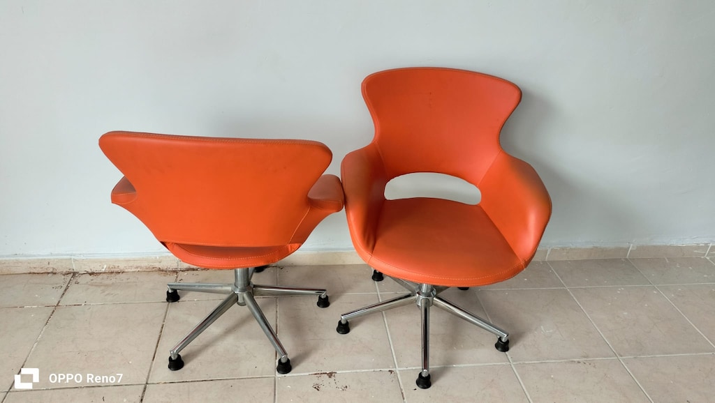 DEKOR BÜRO MOBİLYALARI TEKNE TURUNCU BEKLEME KOLTUĞU İKİNCİ EL - 3