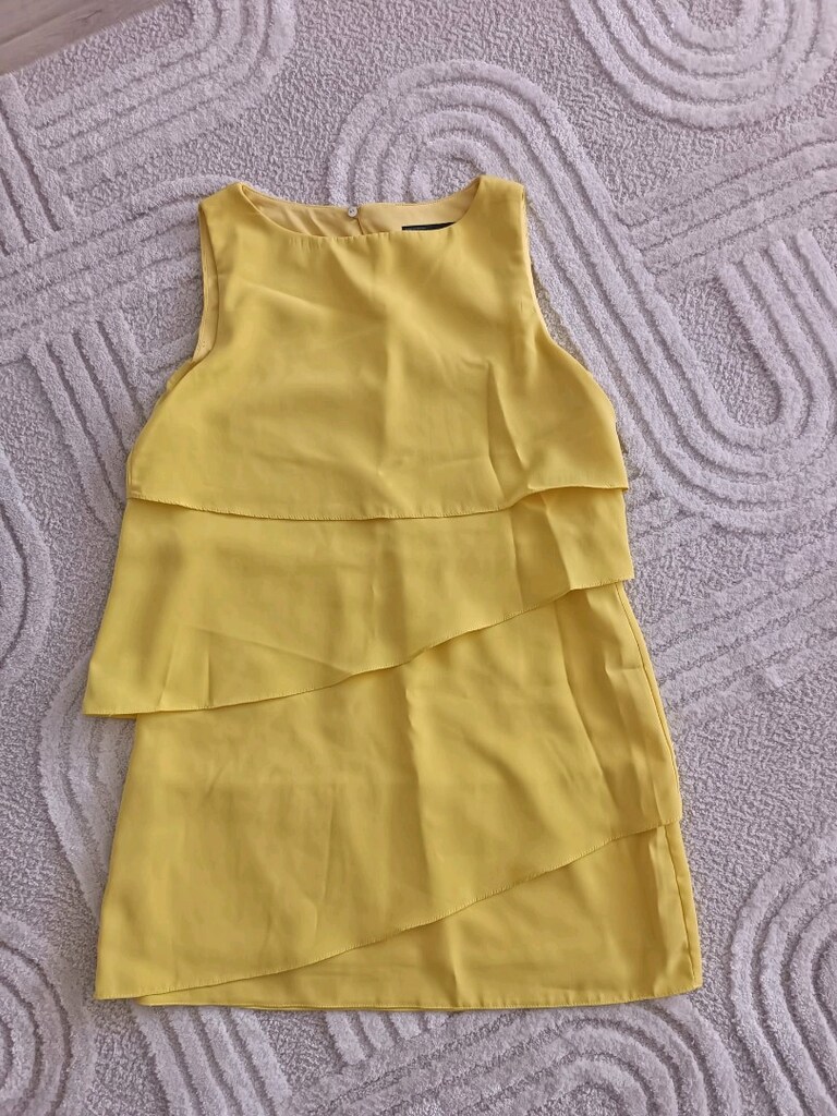 sarı katmanlı zara mini elbise