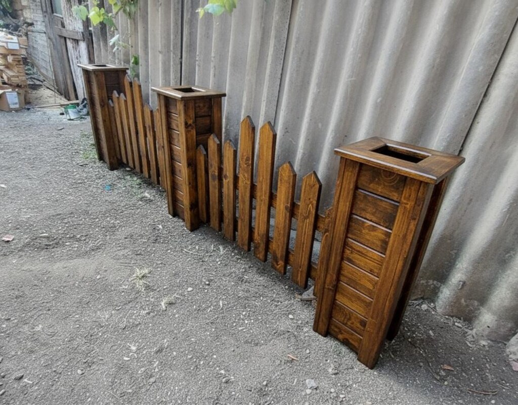Ahşap bahçe kolon destekli çit - 4