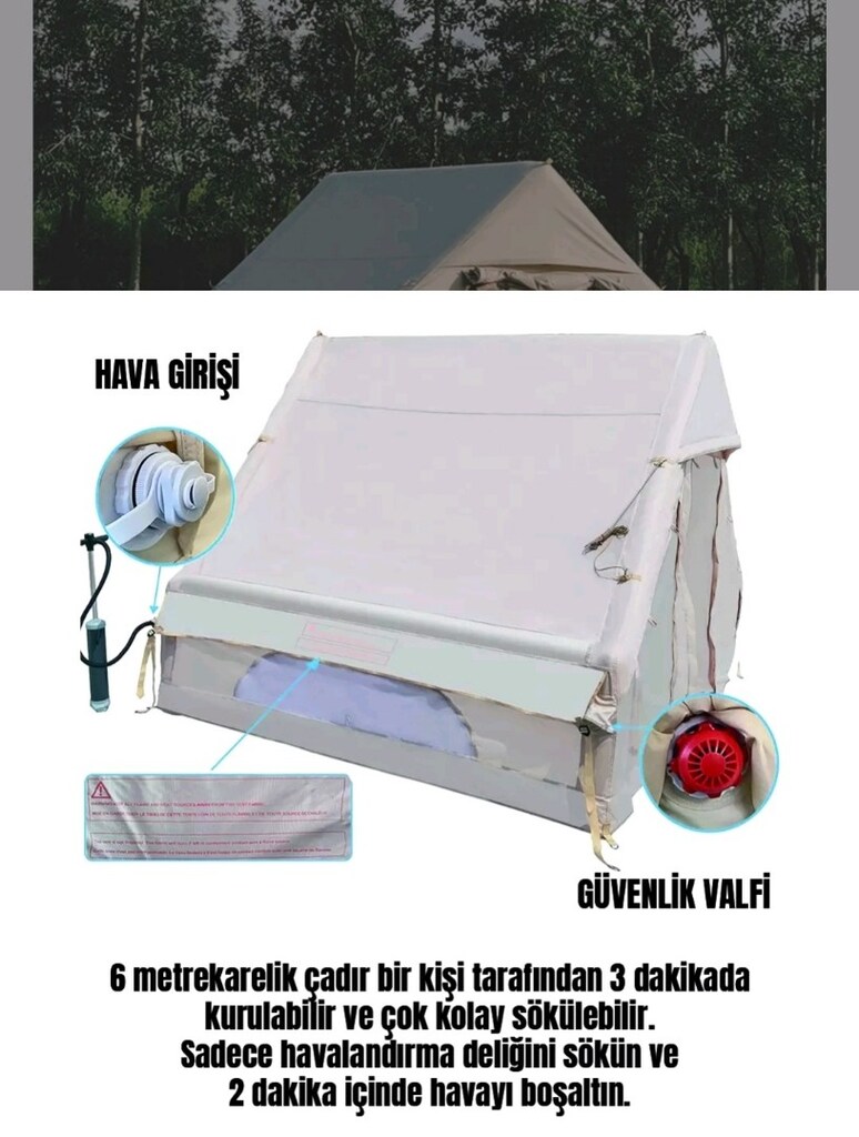 6 kişilik 4 mevsim şişme çadır - 4