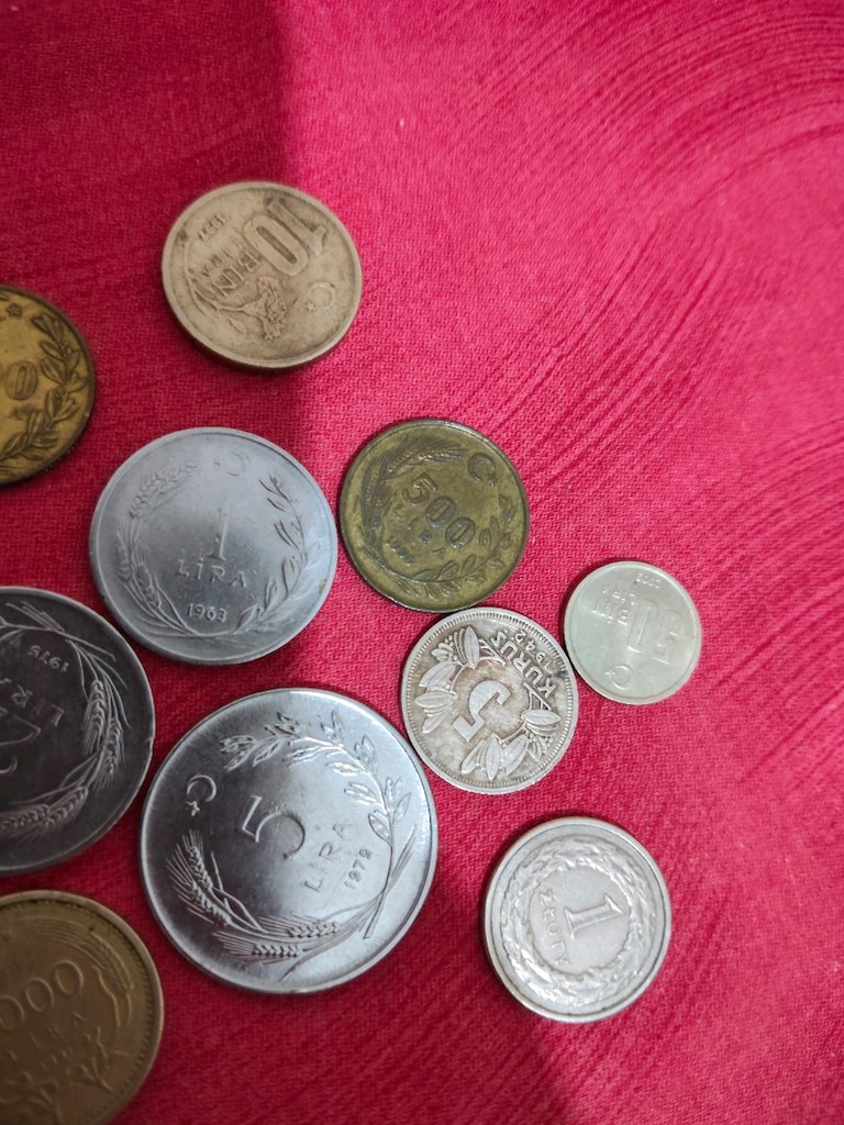 10 Adet Eski Madeni Para Lotu (1942-1990'lar Cumhuriyet & Yabancı) - 5