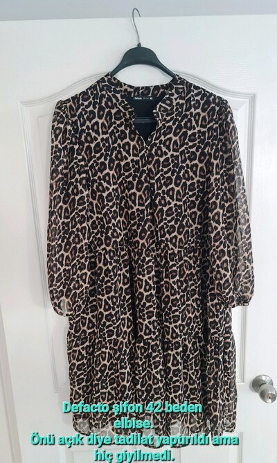Defacto leopar desenli elbise