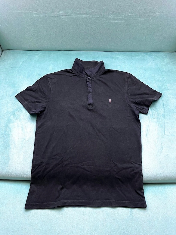 All Saints Siyah Polo Yaka T-Shirt