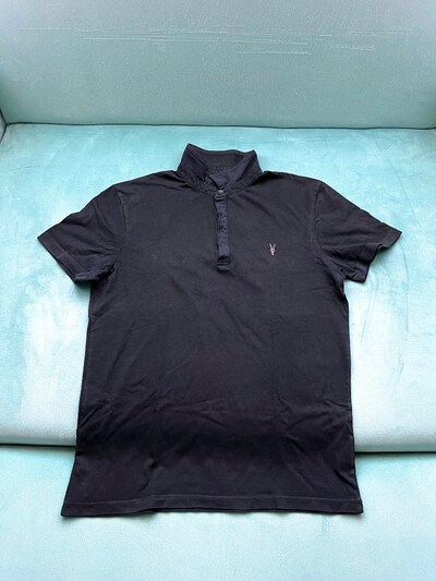 All Saints Siyah Polo Yaka T-Shirt