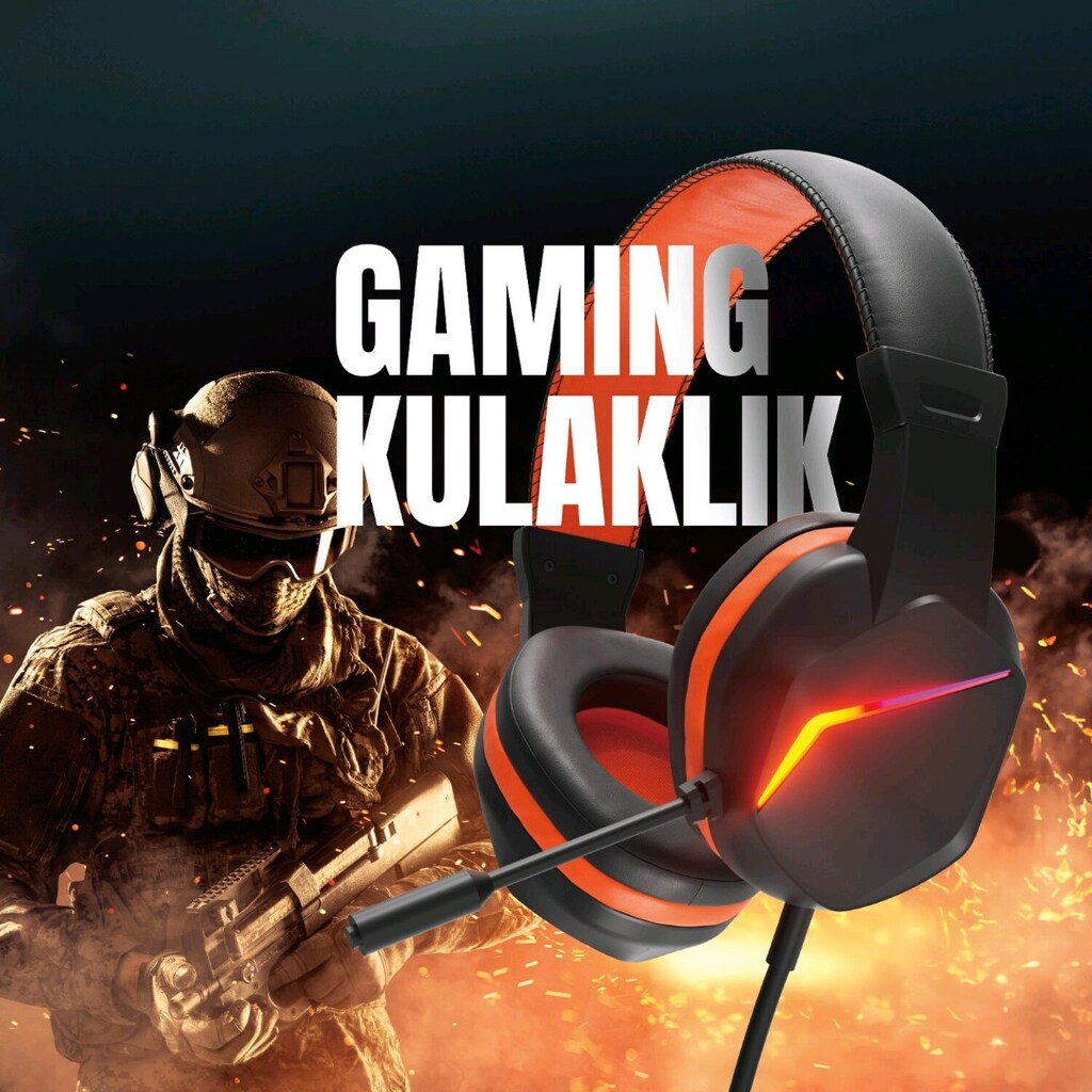 Polosmart Kablolu Led Aydınlatmalı Gaming Oyuncu Kulak Üst Düzey - 6