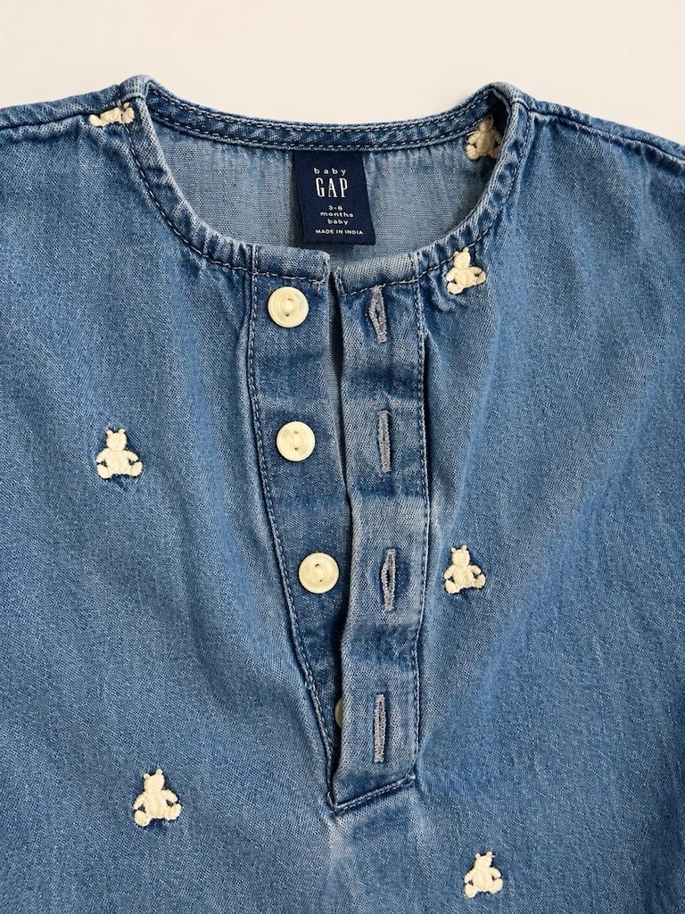 GAP Baby Brannan Bear Denim Şort Tulum 3-6 Ay - 3