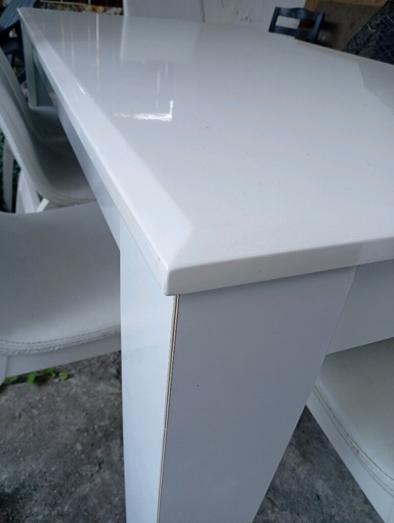 Yemek Masa Takımı Beyaz Renk 6 deri sandalyeli - 9